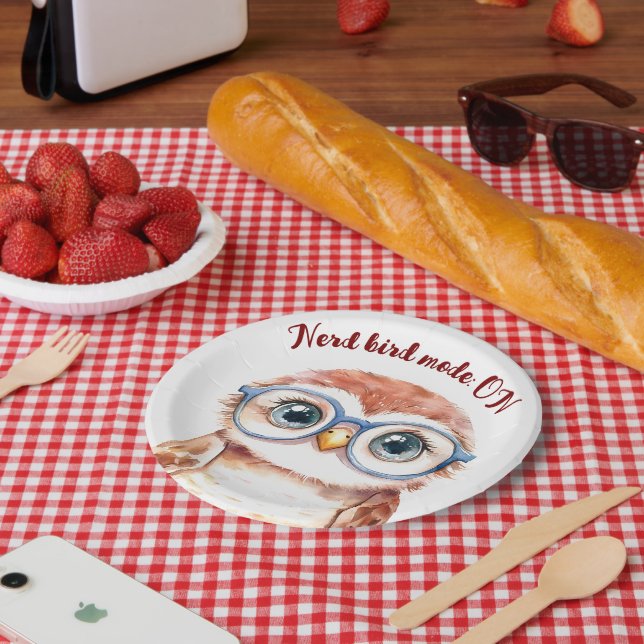 Geek Nerd Bird  Paper Plates (Picnic)