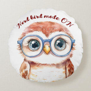 Geek Nerd Bird  Round Pillow