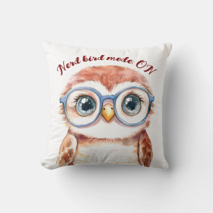 Geek Nerd Bird Throw Pillow