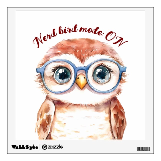 Geek Nerd Bird  Wall Decal (Front)