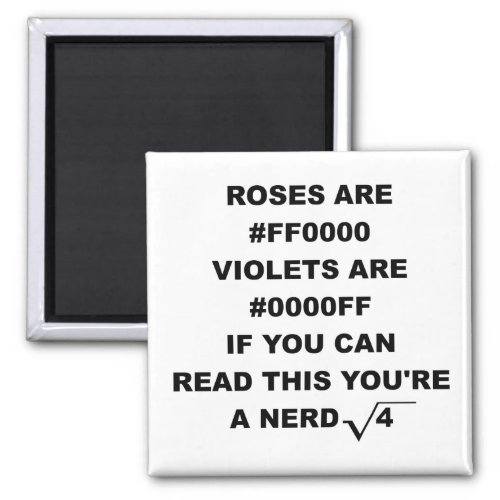Geek Nerd Poetry Funny Fridge Magnet Roses Are Red