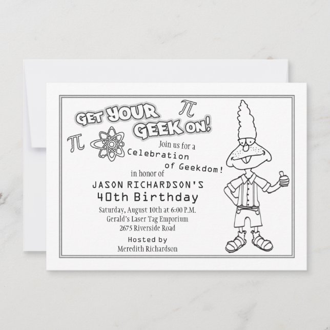Geek Nerd Themed 40th Birthday Party Invitation (Front)