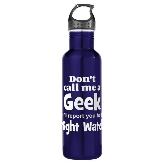 Geek Night Watch wf Stainless Steel Water Bottle (Front)