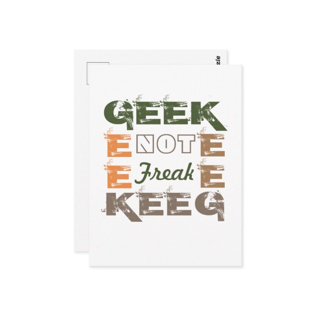 Geek not Freak Postcard (Front/Back In Situ)