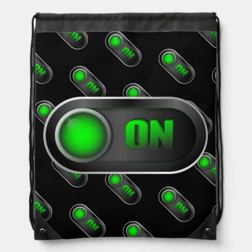 geek on off gaming mode button 3d loading push  drawstring bag