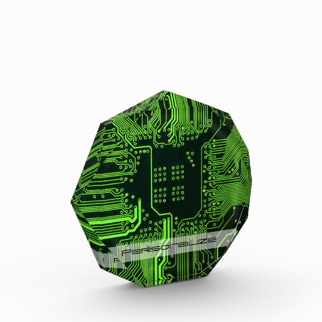 Geek Out Custom PCB Green Electronic Circuit Board Acrylic Award (Left)