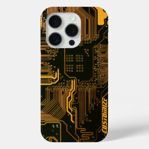 Geek Out Custom PCB Orange Circuit Board iPhone 15 Pro Case