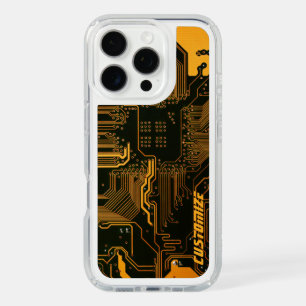 Geek Out Custom PCB Orange Circuit Board iPhone 16 Pro Case