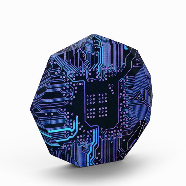 Geek Out Nerd PCB Blue Electronic Circuit Board  Acrylic Award (Left)