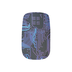 Geek Out Nerd PCB Blue Electronic Circuit Board Minx Nail Wraps