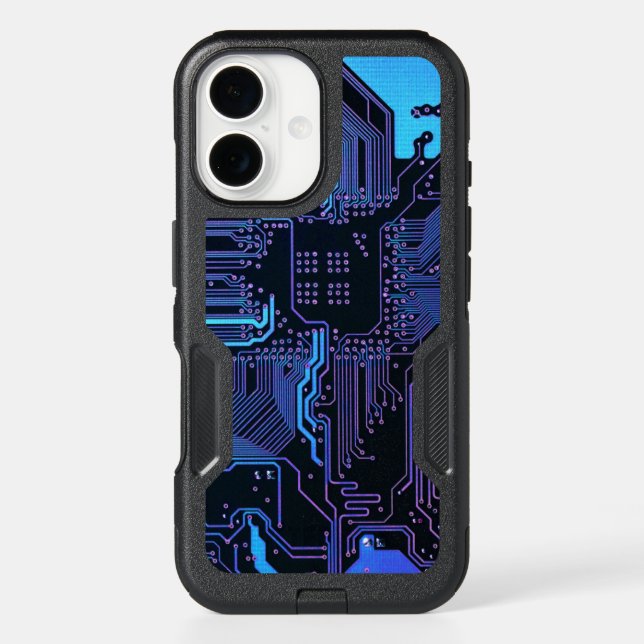 Geek Out Nerd PCB Blue Electronic Circuit Board  Otterbox iPhone Case (Back)