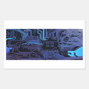 Geek Out Nerd PCB Blue Electronic Circuit Board  Rectangular Sticker