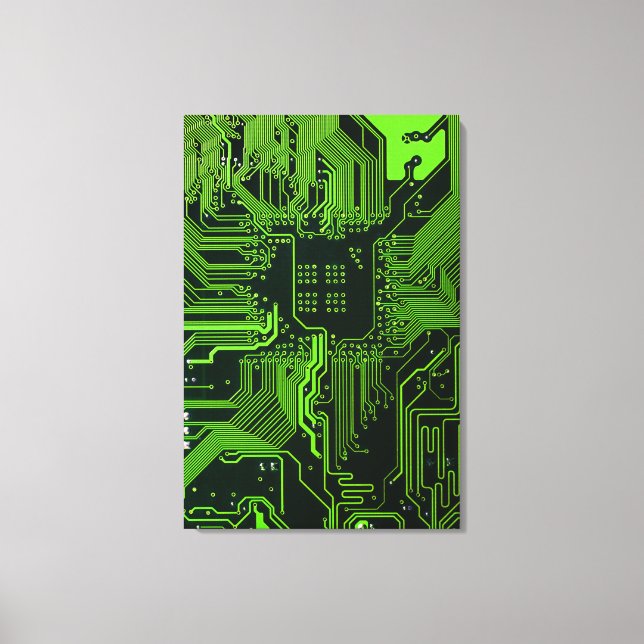 Geek Out Nerd PCB Green Electronic Circuit Board  Canvas Print (Front)