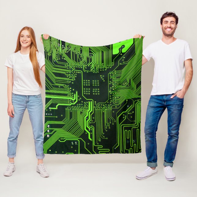 Geek Out Nerd PCB Green Electronic Circuit Board  Fleece Blanket (In Situ)