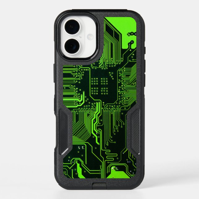 Geek Out Nerd PCB Green Electronic Circuit Board  Otterbox iPhone Case (Back)