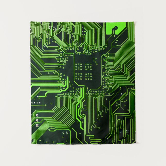 Geek Out Nerd PCB Green Electronic Circuit Board  Tapestry (Front)