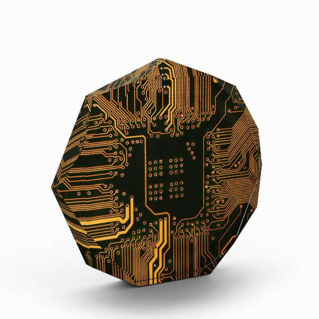 Geek Out Nerd PCB Orange Electronic Circuit Board  Acrylic Award (Left)