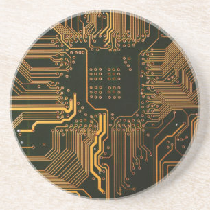 Geek Out Nerd PCB Orange Electronic Circuit Board  Drink Coaster