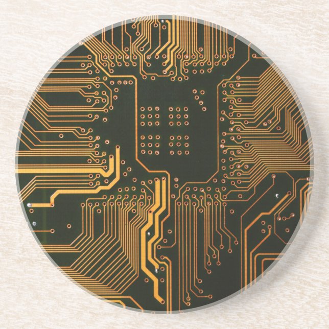 Geek Out Nerd PCB Orange Electronic Circuit Board  Drink Coaster (Front)