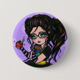 Geek Out Nerd Smartie Pants Bookworm Comic Girl Button