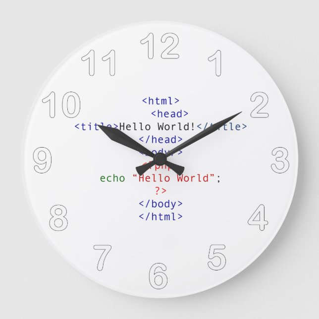 Geek php Greeting Large Clock (Front)
