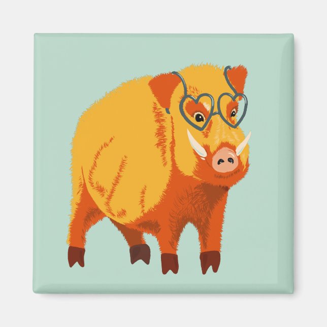 Geek Pig Funny Boar Wild Animal Magnet (Front)