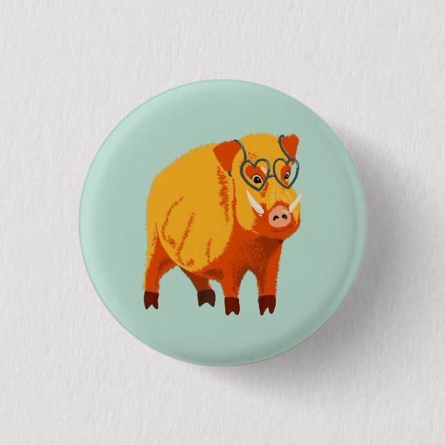 Geek Pig Funny Nerdy Button (Front)