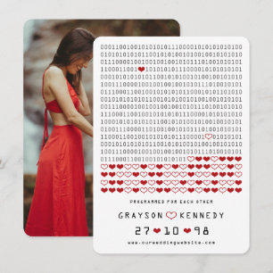 Geek Programmed For Love Simple Binary Code Photo Save The Date