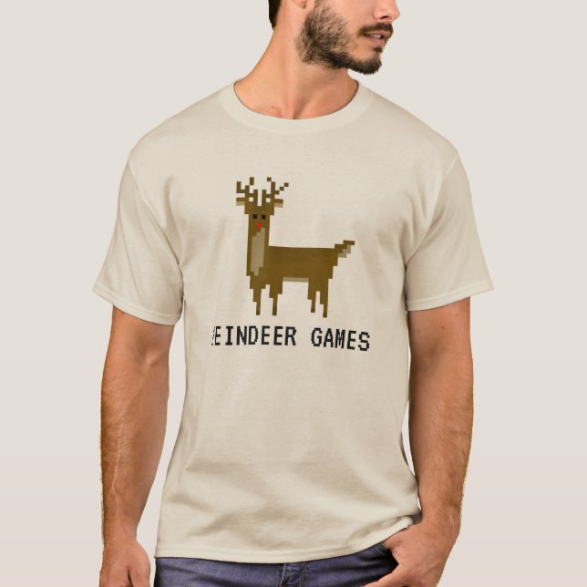 Geek Reindeer Games Pixel Rudolph Holiday Shirt (Front)