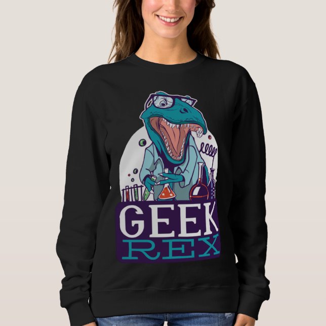 Geek Rex T-Rex Dinosaur Funny Scientists Shirt Che (Front)