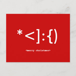 Geek Santa Emoticon Christmas postcard