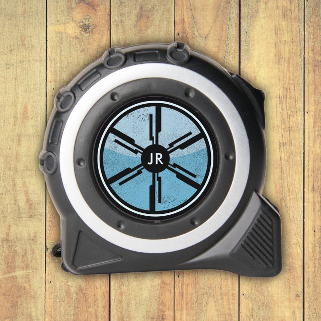 Geek Sci Fi Futuristic Cosmic Space Blue Monogram Tape Measure (Creator Uploaded)
