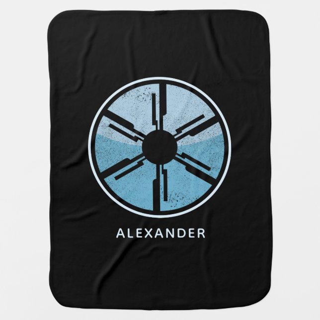 Geek Sci Fi Space Blue Ombre Futuristic Nursery Baby Blanket (Front)