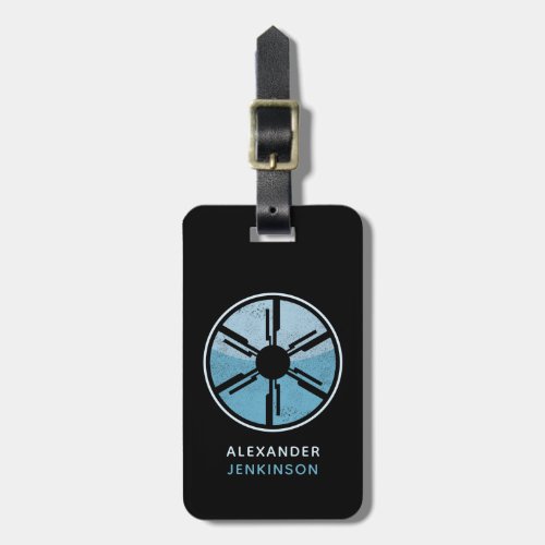 Geek SciFi Distressed Futuristic Space Blue Ombre Luggage Tag
