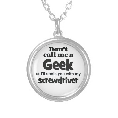 Geek screwdriver bf silver plated necklace