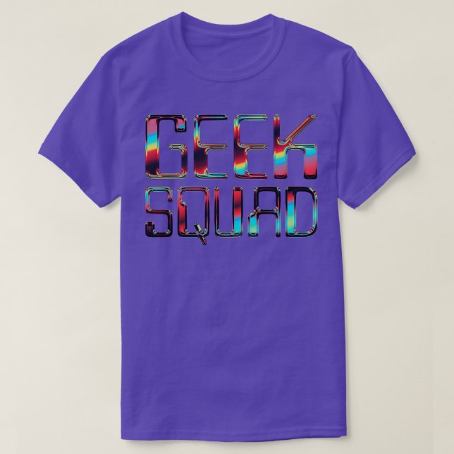 Geek Squad Retro Chrome Typographic Design T-Shirt (Design Front)