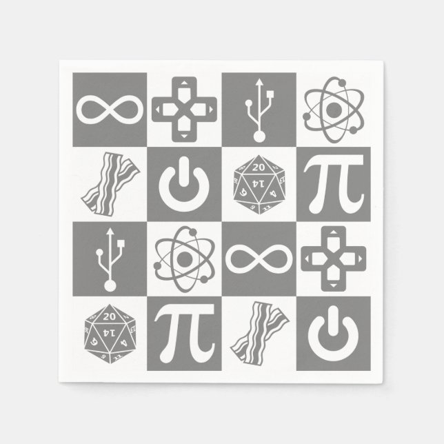 Geek Symbols Paper Napkins (Front)