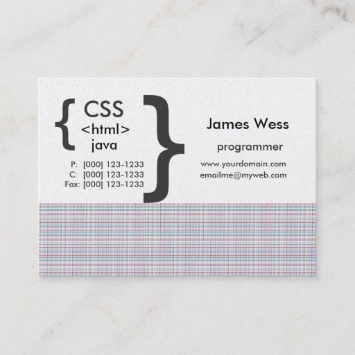Customizable Java html CSS Web Programmer Business Card Templates