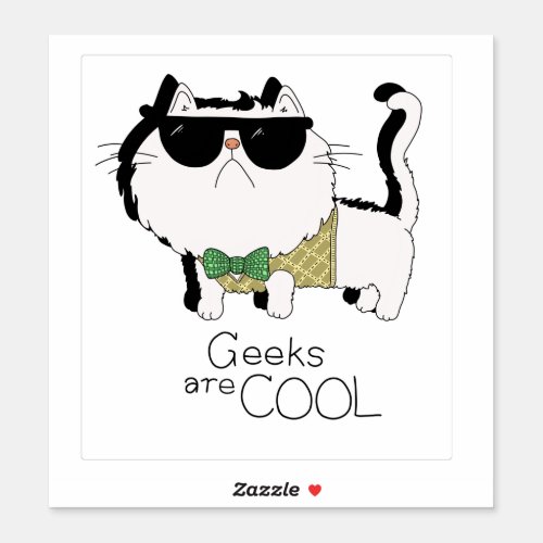 Geeks Are Cool Cat  Sticker