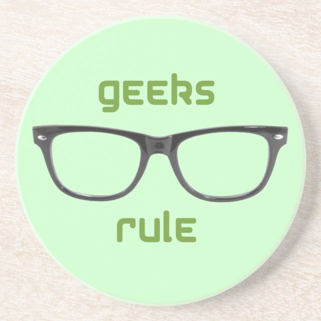 Geeks Rule Eyeglasses Coaster (Front)