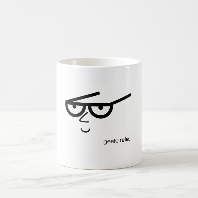 "Geeks Rule" Funny-looking Face with Eyeglasses Coffee Mug (Center)