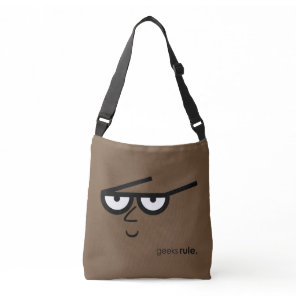 "Geeks Rule" Funny-looking Face with Eyeglasses Crossbody Bag