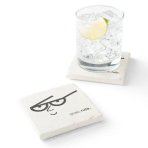 "Geeks Rule" Funny-looking Face with Eyeglasses Stone Coaster