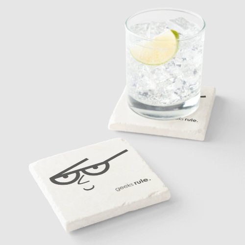 Geeks Rule Funny_looking Face with Eyeglasses Stone Coaster