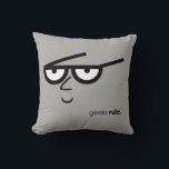 "Geeks Rule" Funny-looking Face with Eyeglasses Throw Pillow<br><div class="desc">When Geeks rule:) fun and humorous home decor cushion pillow for computer geek, math geek, tool geek, gaming geek, science geek ... etc. Available in ANY COLOR YOU DESIRE (Currently in gray). **The background color is actually transparent so you can easily change it to whatever color you like: Click on...</div>