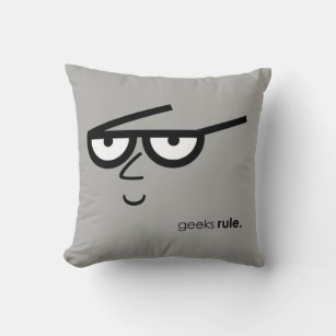 "Geeks Rule" Funny-looking Face with Eyeglasses Throw Pillow