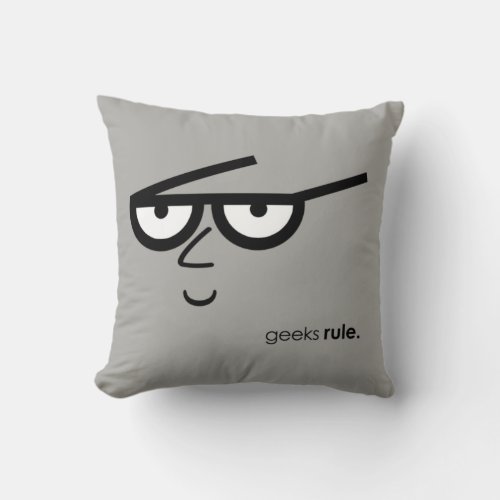 Geeks Rule Funny_looking Face with Eyeglasses Throw Pillow