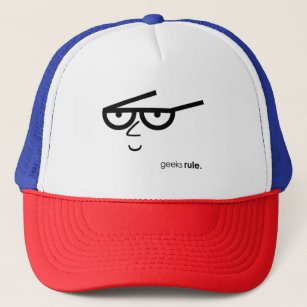 "Geeks Rule" Funny-looking Face with Eyeglasses Trucker Hat