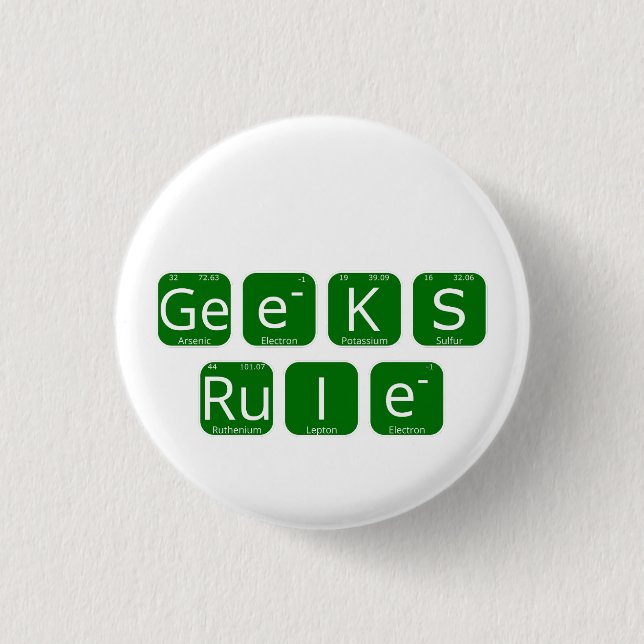 Geeks Rule Periodic Table Slogan Button (Front)