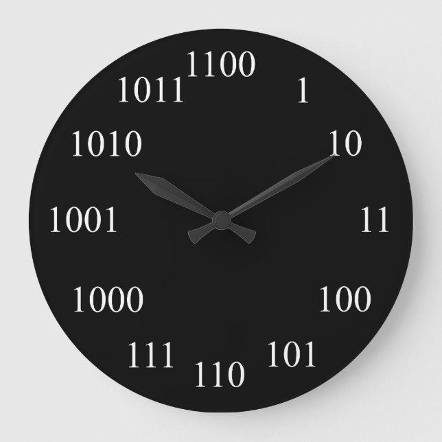 Geeky Binary Number System Large Clock (Front)
